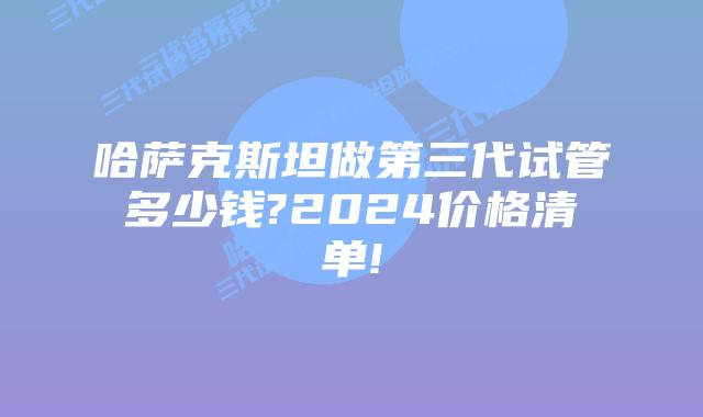 哈萨克斯坦做第三代试管多少钱?2024价格清单!
