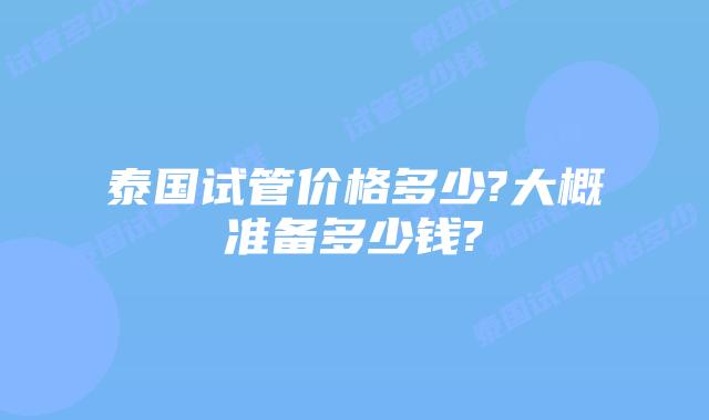泰国试管价格多少?大概准备多少钱?