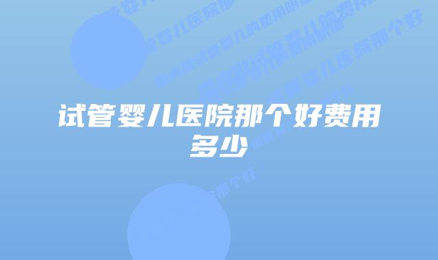试管婴儿医院那个好费用多少
