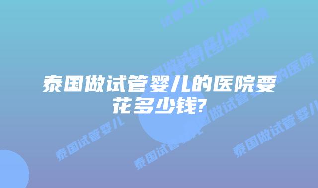 泰国做试管婴儿的医院要花多少钱?
