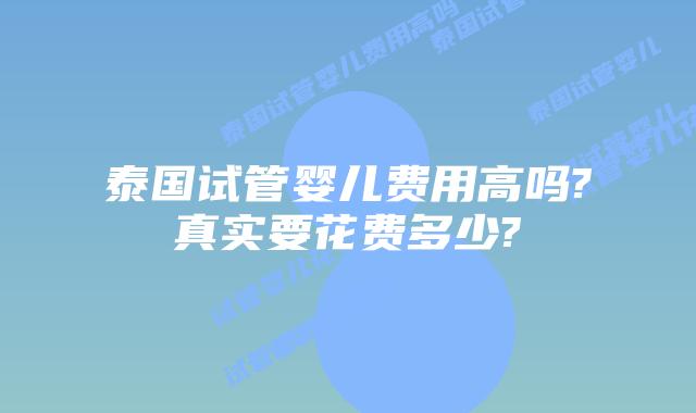 泰国试管婴儿费用高吗?真实要花费多少?