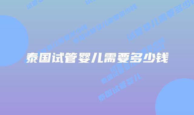 泰国试管婴儿需要多少钱