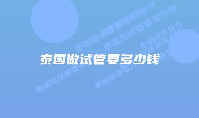 泰国做试管要多少钱