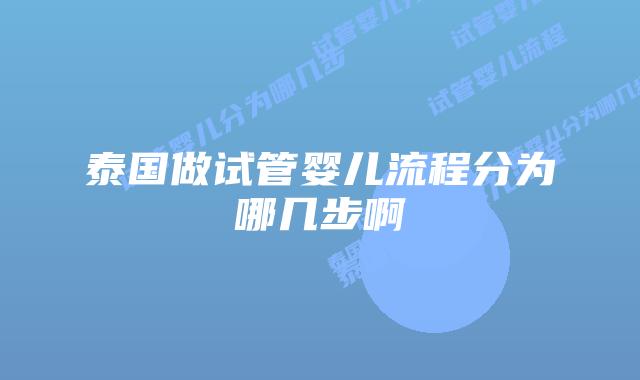 泰国做试管婴儿流程分为哪几步啊