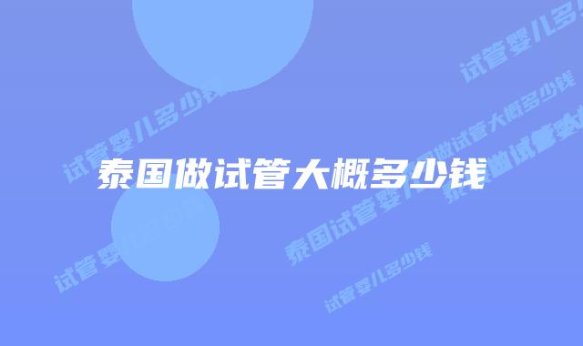 泰国做试管大概多少钱
