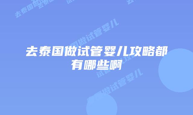 去泰国做试管婴儿攻略都有哪些啊