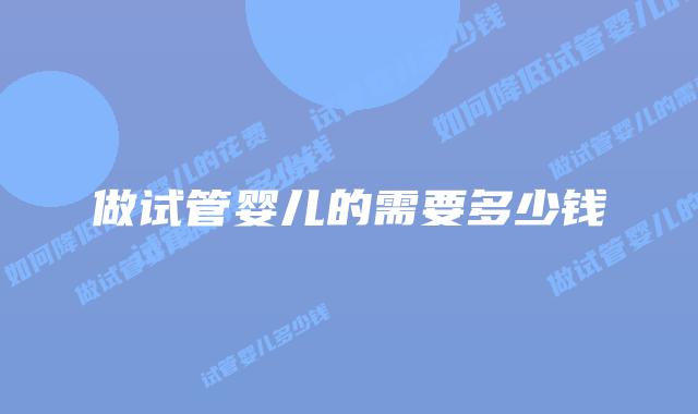 做试管婴儿的需要多少钱