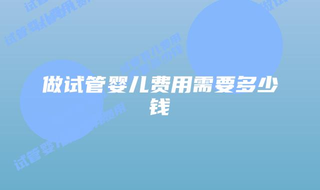 做试管婴儿费用需要多少钱