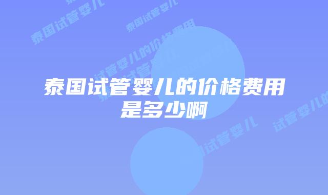 泰国试管婴儿的价格费用是多少啊