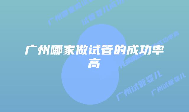 广州哪家做试管的成功率高