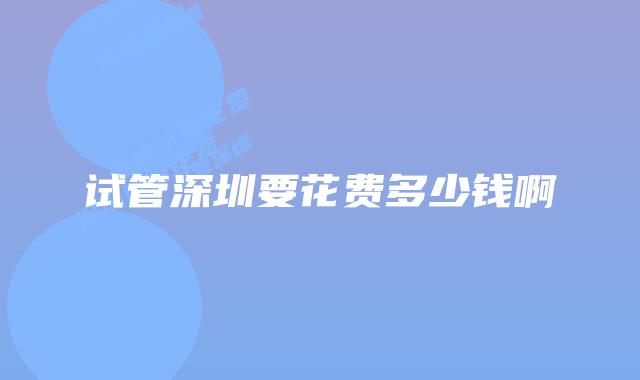 试管深圳要花费多少钱啊