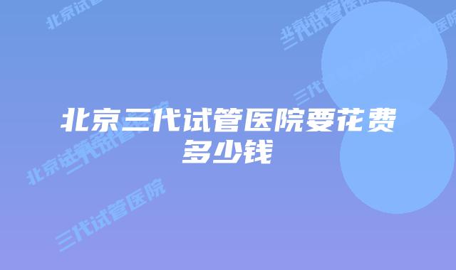 北京三代试管医院要花费多少钱