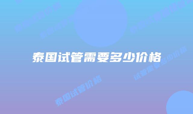 泰国试管需要多少价格