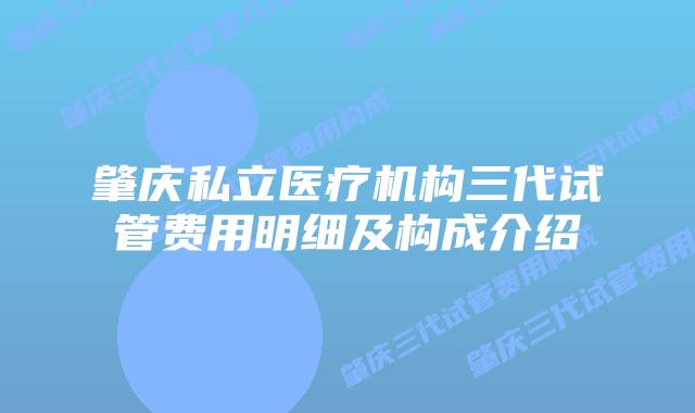 肇庆私立医疗机构三代试管费用明细及构成介绍