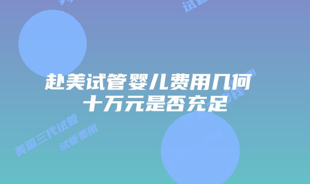 赴美试管婴儿费用几何 十万元是否充足