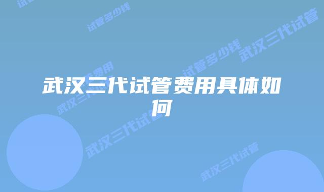 武汉三代试管费用具体如何