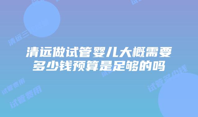 清远做试管婴儿大概需要多少钱预算是足够的吗