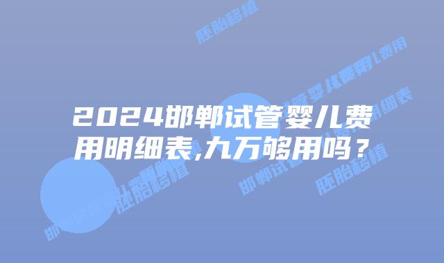 2024邯郸试管婴儿费用明细表,九万够用吗？