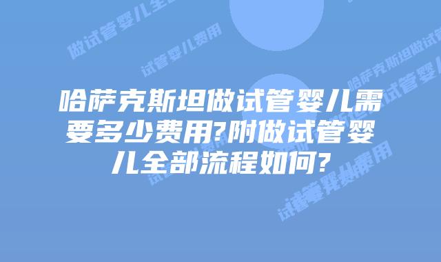 哈萨克斯坦做试管婴儿需要多少费用?附做试管婴儿全部流程如何?
