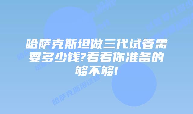 哈萨克斯坦做三代试管需要多少钱?看看你准备的够不够!