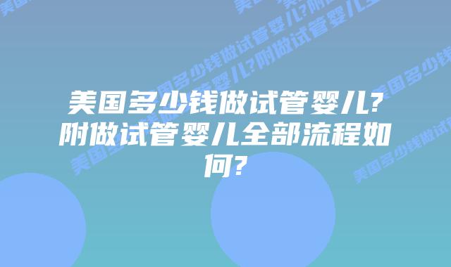 美国多少钱做试管婴儿?附做试管婴儿全部流程如何?