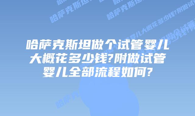 哈萨克斯坦做个试管婴儿大概花多少钱?附做试管婴儿全部流程如何?