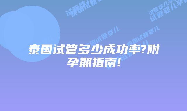 泰国试管多少成功率?附孕期指南!