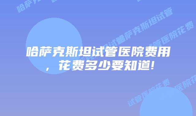 哈萨克斯坦试管医院费用,花费多少要知道!