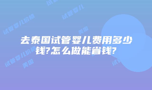 去泰国试管婴儿费用多少钱?怎么做能省钱?