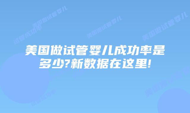 美国做试管婴儿成功率是多少?新数据在这里!