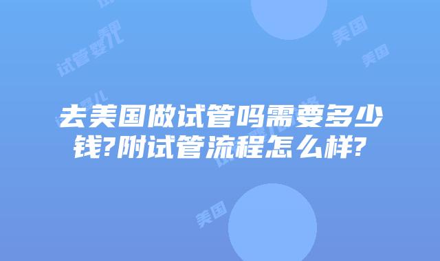 去美国做试管吗需要多少钱?附试管流程怎么样?
