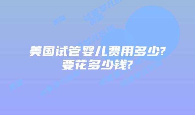 美国试管婴儿费用多少?要花多少钱?