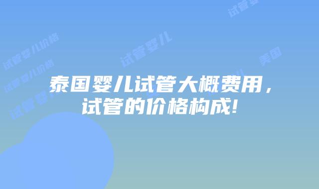 泰国婴儿试管大概费用,试管的价格构成!