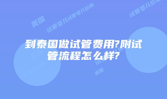 到泰国做试管费用?附试管流程怎么样?