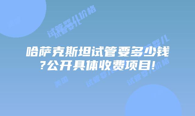 哈萨克斯坦试管要多少钱?公开具体收费项目!