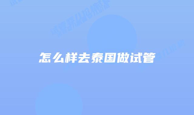 怎么样去泰国做试管