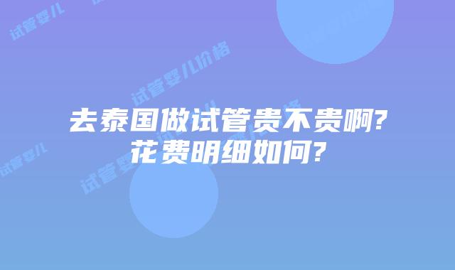 去泰国做试管贵不贵啊?花费明细如何?