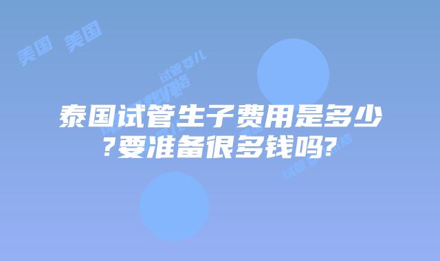 泰国试管生子费用是多少?要准备很多钱吗?