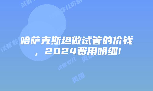 哈萨克斯坦做试管的价钱，2024费用明细!