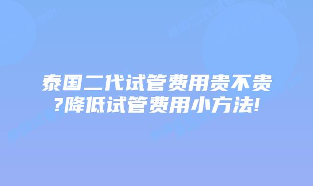 泰国二代试管费用贵不贵?降低试管费用小方法!