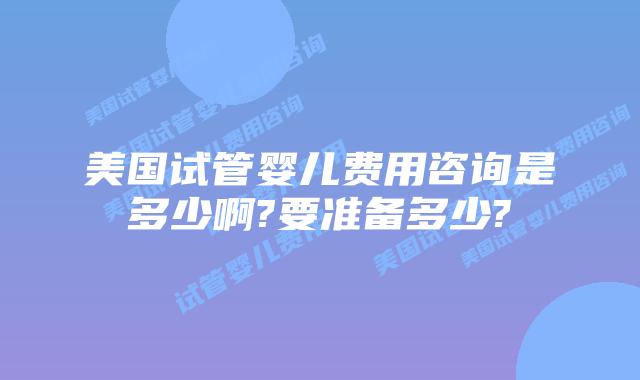 美国试管婴儿费用咨询是多少啊?要准备多少?