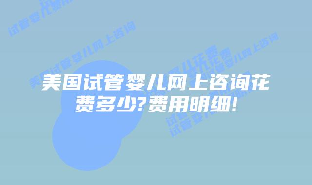 美国试管婴儿网上咨询花费多少?费用明细!