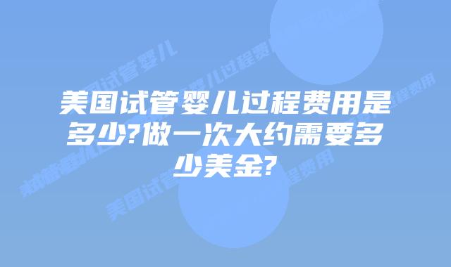 美国试管婴儿过程费用是多少?做一次大约需要多少美金?