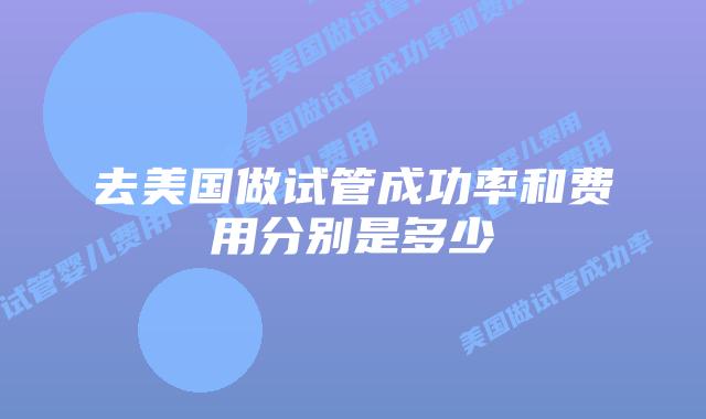 去美国做试管成功率和费用分别是多少