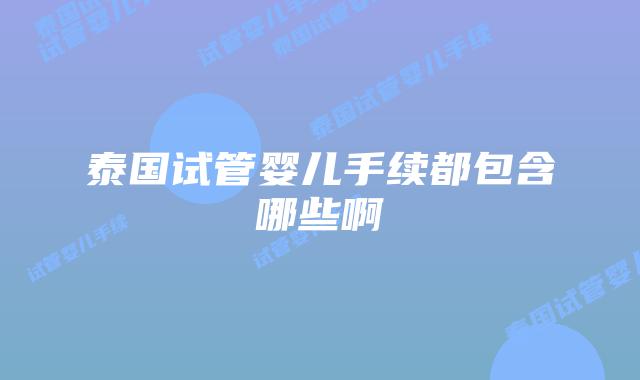 泰国试管婴儿手续都包含哪些啊