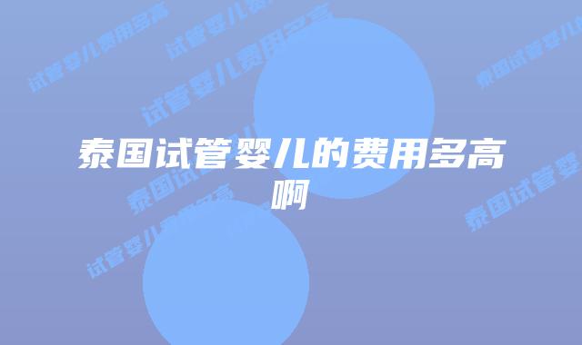 泰国试管婴儿的费用多高啊
