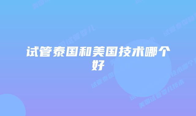 试管泰国和美国技术哪个好