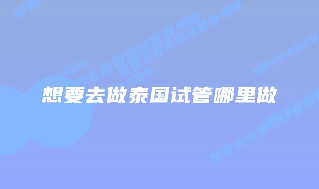 想要去做泰国试管哪里做