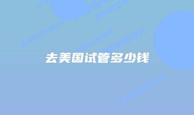 去美国试管多少钱