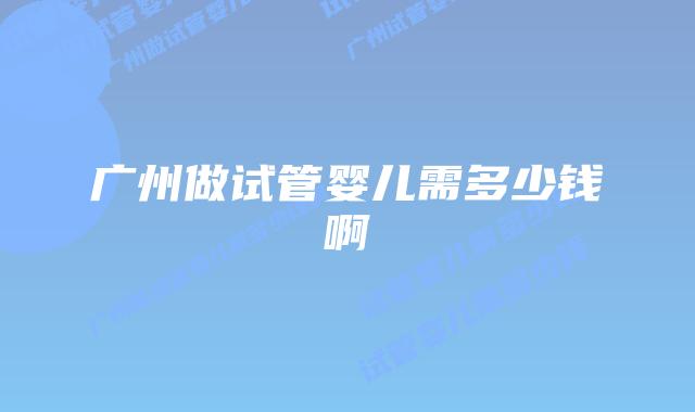 广州做试管婴儿需多少钱啊